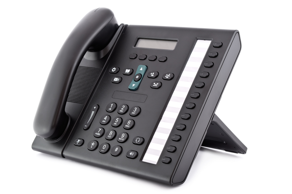 Black office IP Phone isolated on white background